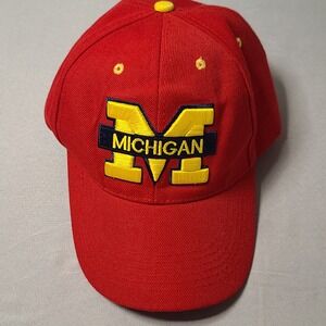 Unbranded Michigan Hat Mens OSFA Red Yellow Embroidered Baseball Cap NCAA Fan